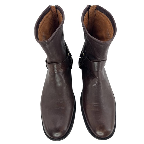 Frye Phillip Harness Leather Boots Moto Biker Zip Brown Men\'s 12 main image 10
